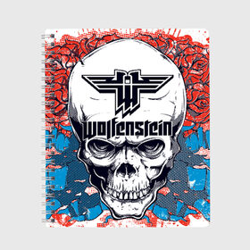 Тетрадь с принтом Wolfenstein в городе Новоалтайск, 100% бумага | 48 листов, плотность листов — 60 г/м2, плотность картонной обложки — 250 г/м2. Листы скреплены сбоку удобной пружинной спиралью. Уголки страниц и обложки скругленные. Цвет линий — светло-серый
 | castle | the new order | wolfenstein | би джей | бласковиц | боевик | волчий | вольфенштейн | иззи | камень | новый порядок | стелс | уильям | фюрер | экшен