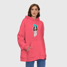 Худи SuperOversize хлопок с принтом Billie Eilish в городе Новоалтайск, 70% хлопок, 30% полиэстер, мягкий начес внутри | карман-кенгуру, эластичная резинка на манжетах и по нижней кромке, двухслойный капюшон
 | ayelish | bad guy | bellyache | bilie eilish | bilie elish | billie | billie eilish | eilish | electronic | elish | music | билли айлиш | эйлиш | элиш
