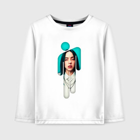 Детский лонгслив хлопок с принтом Billie Eilish в городе Новоалтайск, 100% хлопок | круглый вырез горловины, полуприлегающий силуэт, длина до линии бедер | ayelish | bad guy | bellyache | bilie eilish | bilie elish | billie | billie eilish | eilish | electronic | elish | music | билли айлиш | эйлиш | элиш
