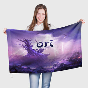 Флаг 3D с принтом ORI в городе Новоалтайск, 100% полиэстер | плотность ткани — 95 г/м2, размер — 67 х 109 см. Принт наносится с одной стороны | blind | forest | game | games | gumo | kuro | naru | nibel | ori | owl | will | wisps | воля | гумо | игра | игры | куро | лес | нару | нибель | огней | ори | платформер | слепой | совенок