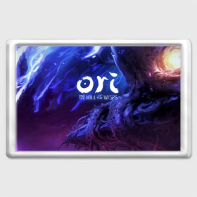 Магнит 45*70 с принтом Ori and the Will of the Wisps в городе Новоалтайск, Пластик | Размер: 78*52 мм; Размер печати: 70*45 | blind | forest | game | games | gumo | kuro | naru | nibel | ori | owl | will | wisps | воля | гумо | игра | игры | куро | лес | нару | нибель | огней | ори | платформер | слепой | совенок
