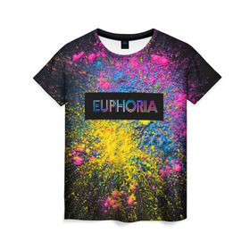 Женская футболка 3D с принтом сериал Euphoria в городе Новоалтайск, 100% полиэфир ( синтетическое хлопкоподобное полотно) | прямой крой, круглый вырез горловины, длина до линии бедер | zendaya | зендея | ру беннетт | сериал euphoria | эйфория
