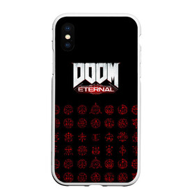 Чехол для iPhone XS Max матовый с принтом DOOM Eternal в городе Новоалтайск, Силикон | Область печати: задняя сторона чехла, без боковых панелей | 2019 | bethesda | demon | doom | eternal | ethernal | game | games | logo | monster | runes | демон | дум | дуум | етернал | игра | игры | какодемон | кровь | лого | логотип | монстр | монстры | руны | символ | этернал