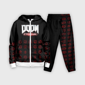 Детский костюм 3D с принтом DOOM Eternal в городе Новоалтайск,  |  | Тематика изображения на принте: 2019 | bethesda | demon | doom | eternal | ethernal | game | games | logo | monster | runes | демон | дум | дуум | етернал | игра | игры | какодемон | кровь | лого | логотип | монстр | монстры | руны | символ | этернал