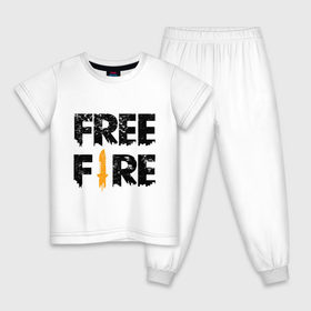 Детская пижама хлопок с принтом Free Fire logo в городе Новоалтайск, 100% хлопок |  брюки и футболка прямого кроя, без карманов, на брюках мягкая резинка на поясе и по низу штанин
 | Тематика изображения на принте: battlegrounds | fire | free | garena | гарена | фаер | фри