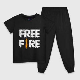 Детская пижама хлопок с принтом Free Fire logo в городе Новоалтайск, 100% хлопок |  брюки и футболка прямого кроя, без карманов, на брюках мягкая резинка на поясе и по низу штанин
 | Тематика изображения на принте: battlegrounds | fire | free | garena | гарена | фаер | фри