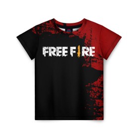 Детская футболка 3D с принтом Free Fire в городе Новоалтайск, 100% гипоаллергенный полиэфир | прямой крой, круглый вырез горловины, длина до линии бедер, чуть спущенное плечо, ткань немного тянется | Тематика изображения на принте: battlegrounds | fire | free | garena | гарена | фаер | фри
