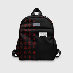 Детский рюкзак 3D с принтом DOOM   Руны в городе Новоалтайск, 100% полиэстер | лямки с регулируемой длиной, сверху петелька, чтобы рюкзак можно было повесить на вешалку. Основное отделение закрывается на молнию, как и внешний карман. Внутри дополнительный карман. По бокам два дополнительных кармашка | 2019 | bethesda | demon | doom | eternal | ethernal | game | games | logo | monster | runes | демон | дум | дуум | етернал | игра | игры | какодемон | кровь | лого | логотип | монстр | монстры | руны | символ | этернал