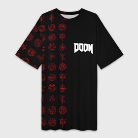 Платье-футболка 3D с принтом DOOM   Руны в городе Новоалтайск,  |  | 2019 | bethesda | demon | doom | eternal | ethernal | game | games | logo | monster | runes | демон | дум | дуум | етернал | игра | игры | какодемон | кровь | лого | логотип | монстр | монстры | руны | символ | этернал