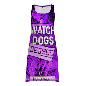 Платье-майка 3D с принтом WATCH DOGS в городе Новоалтайск, 100% полиэстер | полуприлегающий силуэт, широкие бретели, круглый вырез горловины, удлиненный подол сзади. | ded sec | hacker | legion | watch dogs | watch dogs 2 | watch dogs legion | легион | хакер