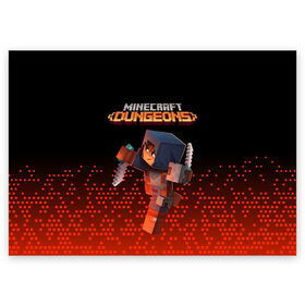 Поздравительная открытка с принтом MINECRAFT: Dungeons в городе Новоалтайск, 100% бумага | плотность бумаги 280 г/м2, матовая, на обратной стороне линовка и место для марки
 | craft | creeper | dungeon | dungeons | earth | game | logo | mine | minecraft | mobile | online | дунгеонс | земля | зомбиы | игра | крипер | лого | майкрафт | майнкрафт | мобайл | онлайн | подземелье | подземелья