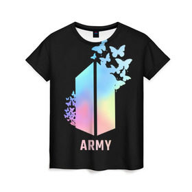 Женская футболка 3D с принтом BTS ARMY в городе Новоалтайск, 100% полиэфир ( синтетическое хлопкоподобное полотно) | прямой крой, круглый вырез горловины, длина до линии бедер | army | bangtan boys | beyond the scene | bts | k pop | kpop | love yourself | бтс | к поп