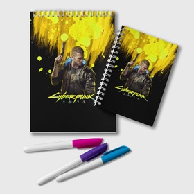 Блокнот с принтом CYBERPUNK 2077 в городе Новоалтайск, 100% бумага | 48 листов, плотность листов — 60 г/м2, плотность картонной обложки — 250 г/м2. Листы скреплены удобной пружинной спиралью. Цвет линий — светло-серый
 | Тематика изображения на принте: 2077 | cyber | cyberpunk | demon | glitch | keanu | logo | punk | reeves | samurai | symbol | team | trauma | глитч | демон | киану | кибер | киберпанк | клан | лого | логотип | огонь | панк | ривз | самурай | символ