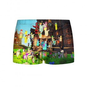 Мужские трусы 3D с принтом MY LITTLE MINECRAFT в городе Новоалтайск, 50% хлопок, 50% полиэстер | классическая посадка, на поясе мягкая тканевая резинка | craft | creeper | dungeon | dungeons | earth | game | logo | mine | minecraft | mobile | online | дунгеонс | земля | зомбиы | игра | крипер | лого | майкрафт | майнкрафт | мобайл | онлайн | подземелье | подземелья