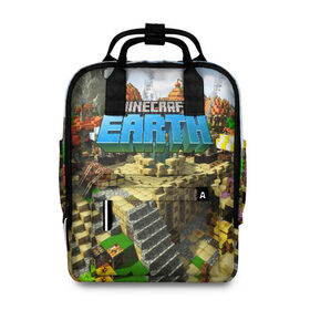 Женский рюкзак 3D с принтом MINECRAFT EARTH в городе Новоалтайск, 100% полиэстер | лямки с регулируемой длиной, сверху ручки, чтобы рюкзак нести как сумку. Основное отделение закрывается на молнию, как и внешний карман. Внутри два дополнительных кармана, один из которых закрывается на молнию. По бокам два дополнительных кармашка, куда поместится маленькая бутылочка
 | craft | creeper | dungeon | dungeons | earth | game | logo | mine | minecraft | mobile | online | дунгеонс | земля | зомбиы | игра | крипер | лого | майкрафт | майнкрафт | мобайл | онлайн | подземелье | подземелья