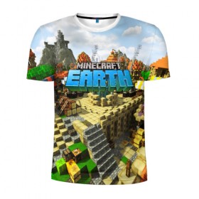 Мужская футболка 3D спортивная с принтом MINECRAFT EARTH в городе Новоалтайск, 100% полиэстер с улучшенными характеристиками | приталенный силуэт, круглая горловина, широкие плечи, сужается к линии бедра | Тематика изображения на принте: craft | creeper | dungeon | dungeons | earth | game | logo | mine | minecraft | mobile | online | дунгеонс | земля | зомбиы | игра | крипер | лого | майкрафт | майнкрафт | мобайл | онлайн | подземелье | подземелья