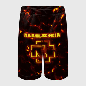 Детские спортивные шорты 3D с принтом Rammstein Feuer в городе Новоалтайск,  100% полиэстер
 | пояс оформлен широкой мягкой резинкой, ткань тянется
 | amerika | art | du hast | germany | logo | mutter | rammstein | rock | till lindemann | арт | германия | группа | логотип | музыка | немецкая группа | немцы | песня | раммштайн | рамштайн | рок
