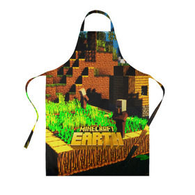 Фартук 3D с принтом MINECRAFT EARTH в городе Новоалтайск, 100% полиэстер | общий размер — 65 х 85 см, ширина нагрудника — 26 см, горловина — 53 см, длина завязок — 54 см, общий обхват в поясе — 173 см. Принт на завязках и на горловине наносится с двух сторон, на основной части фартука — только с внешней стороны | craft | creeper | dungeon | dungeons | earth | game | logo | mine | minecraft | mobile | online | дунгеонс | земля | зомбиы | игра | крипер | лого | майкрафт | майнкрафт | мобайл | онлайн | подземелье | подземелья