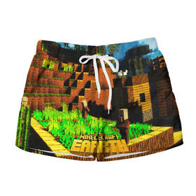 Женские шорты 3D с принтом MINECRAFT EARTH в городе Новоалтайск, 100% полиэстер | прямой крой, два кармана без застежек по бокам. Мягкая трикотажная резинка на поясе, внутри которой широкие завязки. Длина до середины бедра | craft | creeper | dungeon | dungeons | earth | game | logo | mine | minecraft | mobile | online | дунгеонс | земля | зомбиы | игра | крипер | лого | майкрафт | майнкрафт | мобайл | онлайн | подземелье | подземелья