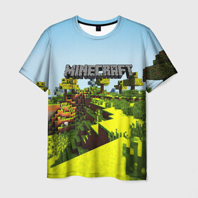 Мужская футболка 3D с принтом MINECRAFT в городе Новоалтайск, 100% полиэфир | прямой крой, круглый вырез горловины, длина до линии бедер | craft | creeper | dungeon | dungeons | earth | game | logo | mine | minecraft | mobile | online | дунгеонс | земля | зомбиы | игра | крипер | лого | майкрафт | майнкрафт | мобайл | онлайн | подземелье | подземелья