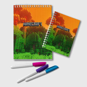 Блокнот с принтом MINECRAFT в городе Новоалтайск, 100% бумага | 48 листов, плотность листов — 60 г/м2, плотность картонной обложки — 250 г/м2. Листы скреплены удобной пружинной спиралью. Цвет линий — светло-серый
 | Тематика изображения на принте: craft | creeper | dungeon | dungeons | earth | game | logo | mine | minecraft | mobile | online | дунгеонс | земля | зомбиы | игра | крипер | лого | майкрафт | майнкрафт | мобайл | онлайн | подземелье | подземелья