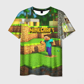 Мужская футболка 3D с принтом MINECRAFT в городе Новоалтайск, 100% полиэфир | прямой крой, круглый вырез горловины, длина до линии бедер | craft | creeper | dungeon | dungeons | earth | game | logo | mine | minecraft | mobile | online | дунгеонс | земля | зомбиы | игра | крипер | лого | майкрафт | майнкрафт | мобайл | онлайн | подземелье | подземелья