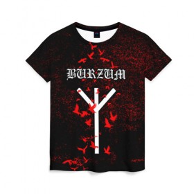 Женская футболка 3D с принтом Burzum Algiz Rune в городе Новоалтайск, 100% полиэфир ( синтетическое хлопкоподобное полотно) | прямой крой, круглый вырез горловины, длина до линии бедер | algiz | art | burz | burzum | horror | logo | merch | music | rune | альгиз | арт | бурз | бурзум | варг викернес | группа | логотип | мерч | метал | мистика | музыка | надпись | норвегия | норвежская группа | норги | руна | толкиен