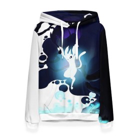 Женская толстовка 3D с принтом Ori and the Blind Forest в городе Новоалтайск, 100% полиэстер  | двухслойный капюшон со шнурком для регулировки, мягкие манжеты на рукавах и по низу толстовки, спереди карман-кенгуру с мягким внутренним слоем. | Тематика изображения на принте: blind forest | ori | sein | белка | гумо | кошка | куро | лиса | нару | непроглядный лес | ори | платформер | птенец | сейн | сова