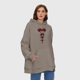 Худи SuperOversize хлопок с принтом GHOSTEMANE RED SHADOW в городе Новоалтайск, 70% хлопок, 30% полиэстер, мягкий начес внутри | карман-кенгуру, эластичная резинка на манжетах и по нижней кромке, двухслойный капюшон
 | ghost | ghostemane | ill biz | man | mercury | mystic | new school | noise | rap rock | trap | young crowley | гостмейн | мистика | привидение | реп рок. | рок | рэп | рэпер | эрик уитни