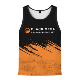 Мужская майка 3D с принтом BLACK MESA (Half-Life) в городе Новоалтайск, 100% полиэстер | круглая горловина, приталенный силуэт, длина до линии бедра. Пройма и горловина окантованы тонкой бейкой | Тематика изображения на принте: black | counter | csgo | freeman | gordon | half | half life | halflife | lambda | life | logo | mesa | portal | strike | xen | гордон | контр | лайф | лого | портал | символ | страйк | фримен | халф | халф лайф | халфлайф