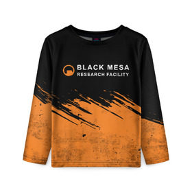 Детский лонгслив 3D с принтом BLACK MESA (Half-Life) в городе Новоалтайск, 100% полиэстер | длинные рукава, круглый вырез горловины, полуприлегающий силуэт
 | black | counter | csgo | freeman | gordon | half | half life | halflife | lambda | life | logo | mesa | portal | strike | xen | гордон | контр | лайф | лого | портал | символ | страйк | фримен | халф | халф лайф | халфлайф