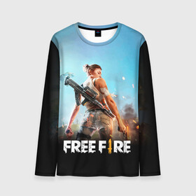 Мужской лонгслив 3D с принтом FREE FIRE в городе Новоалтайск, 100% полиэстер | длинные рукава, круглый вырез горловины, полуприлегающий силуэт | battle | battlegrounds | fire | free | game | games | garena | logo | mobile | royale | батлграунд | битва | гарена | гарено | игра | игры | королевская | лого | логотип | мобайл | онлайн | символ | фаер | фаир | фри