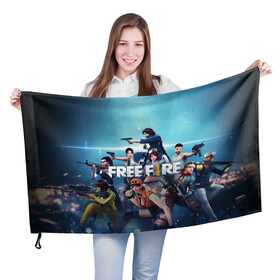 Флаг 3D с принтом FREE FIRE в городе Новоалтайск, 100% полиэстер | плотность ткани — 95 г/м2, размер — 67 х 109 см. Принт наносится с одной стороны | battle | battlegrounds | fire | free | game | games | garena | logo | mobile | royale | батлграунд | битва | гарена | гарено | игра | игры | королевская | лого | логотип | мобайл | онлайн | символ | фаер | фаир | фри