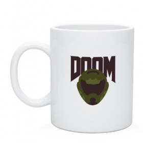Кружка с принтом DOOM в городе Новоалтайск, керамика | объем — 330 мл, диаметр — 80 мм. Принт наносится на бока кружки, можно сделать два разных изображения | Тематика изображения на принте: doom | doom eternal | game | minimalism | игры | минимализм