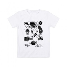 Детская футболка хлопок с принтом Patent - револьвер в городе Новоалтайск, 100% хлопок | круглый вырез горловины, полуприлегающий силуэт, длина до линии бедер | Тематика изображения на принте: 