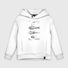 Детское худи Oversize хлопок с принтом Patent   Artificial bait в городе Новоалтайск, френч-терри — 70% хлопок, 30% полиэстер. Мягкий теплый начес внутри —100% хлопок | боковые карманы, эластичные манжеты и нижняя кромка, капюшон на магнитной кнопке | Тематика изображения на принте: patent | воблер | идея | история | крючок | патент | приманка | разработка | рыбак | рыбалка | туризм | удочка | чертеж | чертежи