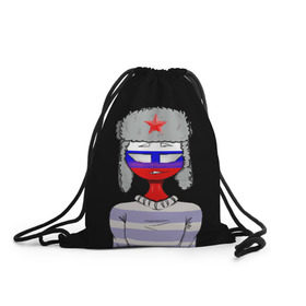 Рюкзак-мешок 3D с принтом CountryHumans - Россия в городе Новоалтайск, 100% полиэстер | плотность ткани — 200 г/м2, размер — 35 х 45 см; лямки — толстые шнурки, застежка на шнуровке, без карманов и подкладки | Тематика изображения на принте: balls | country | countryballs | countryhumans | fandom | flag | flags | humans | russia | ussr | болз | кантри | кантриболз | кантрихуманс | россия | ссср | страна | страны | флаг | флаги | фэндом | хуманс | хьюманс