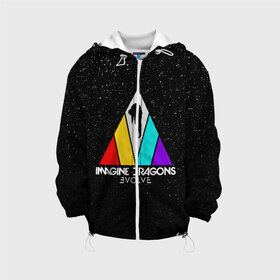 Детская куртка 3D с принтом IMAGINE DRAGONS в городе Новоалтайск, 100% полиэстер | застежка — молния, подол и капюшон оформлены резинкой с фиксаторами, по бокам — два кармана без застежек, один потайной карман на груди, плотность верхнего слоя — 90 г/м2; плотность флисового подклада — 260 г/м2 | evolve | id | imagine dragons | драконы | ид