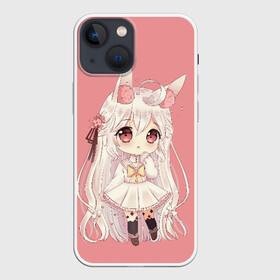 Чехол для iPhone 13 mini с принтом Неко тян в городе Новоалтайск,  |  | anime | big | blonde | cartoon | cat | comic | ears | eyes | flowers | girl | japanese | little | manga | neko | pink | tyan | аниме | блондинка | большие | глаза | девочка | комикс | кошачьи | маленькая | манга | мультфильм | неко | розовые | тян | уши |