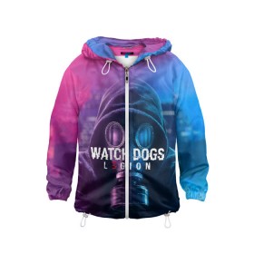 Детская ветровка 3D с принтом WATCH DOGS LEGION в городе Новоалтайск, 100% полиэстер | подол и капюшон оформлены резинкой с фиксаторами, по бокам два кармана без застежек, один потайной карман на груди | Тематика изображения на принте: ded sec | fox | hacker | legion | watch dogs | watch dogs 2 | watch dogs legion | легион | хакер