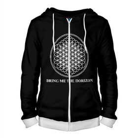 Мужская толстовка 3D на молнии с принтом BRING ME THE HORIZON в городе Новоалтайск, 100% полиэстер | длина до линии бедра, манжеты и пояс оформлены мягкой тканевой резинкой, двухслойный капюшон со шнурком для регулировки, спереди молния, по бокам два кармана | bmth | bring me the horizon