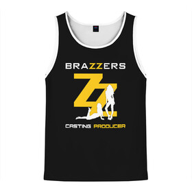 Мужская майка 3D с принтом Brazzers Casting-producer в городе Новоалтайск, 100% полиэстер | круглая горловина, приталенный силуэт, длина до линии бедра. Пройма и горловина окантованы тонкой бейкой | adults | brazzers | casting | girls | inscription | logo | movies | producer | silhouette | studio | девушки | кастинг | логотип | надпись | продюсер | силуэт | студия | фильмы