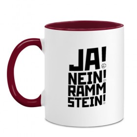 Кружка двухцветная с принтом RAMMSTEIN (НА СПИНЕ) в городе Новоалтайск, керамика | объем — 330 мл, диаметр — 80 мм. Цветная ручка и кайма сверху, в некоторых цветах — вся внутренняя часть | rammstein | рамштайн