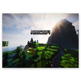 Поздравительная открытка с принтом MINECRAFT в городе Новоалтайск, 100% бумага | плотность бумаги 280 г/м2, матовая, на обратной стороне линовка и место для марки
 | Тематика изображения на принте: craft | creeper | dungeon | dungeons | earth | game | logo | mine | minecraft | mobile | online | дунгеонс | земля | зомби | игра | крипер | лого | майкрафт | майнкрафт | мобайл | онлайн | подземелье | подземелья