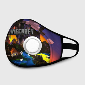 Маска из неопрена с принтом MINECRAFT CITY в городе Новоалтайск, неопрен 100% | Форма огибающая нос. Резинки для ушей с дополнительной резинкой на затылке. Клапан для выдоха для активного дыхания при занятиях спортом. Эластичный материал маски и окантовки для лучшего растяжения и прилегания маски.  | craft | creeper | dungeon | dungeons | earth | game | logo | mine | minecraft | mobile | online | дунгеонс | земля | зомби | игра | крипер | лого | майкрафт | майнкрафт | мобайл | онлайн | подземелье | подземелья