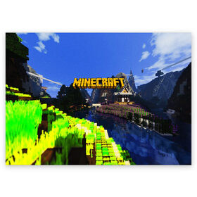 Поздравительная открытка с принтом MINECRAFT в городе Новоалтайск, 100% бумага | плотность бумаги 280 г/м2, матовая, на обратной стороне линовка и место для марки
 | Тематика изображения на принте: craft | creeper | dungeon | dungeons | earth | game | logo | mine | minecraft | mobile | online | дунгеонс | земля | зомби | игра | крипер | лого | майкрафт | майнкрафт | мобайл | онлайн | подземелье | подземелья
