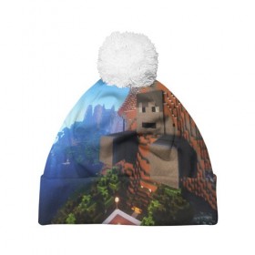Шапка 3D c помпоном с принтом MINECRAFT в городе Новоалтайск, 100% полиэстер | универсальный размер, печать по всей поверхности изделия | Тематика изображения на принте: craft | creeper | dungeon | dungeons | earth | game | logo | mine | minecraft | mobile | online | дунгеонс | земля | зомби | игра | крипер | лого | майкрафт | майнкрафт | мобайл | онлайн | подземелье | подземелья
