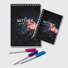 Блокнот с принтом THE WITCHER 3 в городе Новоалтайск, 100% бумага | 48 листов, плотность листов — 60 г/м2, плотность картонной обложки — 250 г/м2. Листы скреплены удобной пружинной спиралью. Цвет линий — светло-серый
 | Тематика изображения на принте: cd projekt red | ciri | game | geralt | geralt of rivia | gwynbleidd | the witcher | the witcher 3: wild hunt | ведьмак | ведьмак 3: дикая охота | геральт | геральт из ривии | цири | цирилла