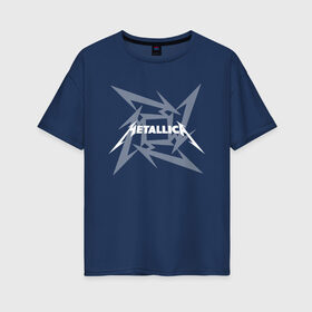 Женская футболка хлопок Oversize с принтом METALLICA в городе Новоалтайск, 100% хлопок | свободный крой, круглый ворот, спущенный рукав, длина до линии бедер
 | metallica | metallica logo | rock | метал группа | металл | металлика логотип | музыка | рок | трэш метал | хеви метал