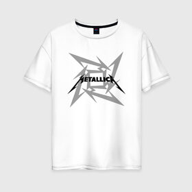 Женская футболка хлопок Oversize с принтом METALLICA в городе Новоалтайск, 100% хлопок | свободный крой, круглый ворот, спущенный рукав, длина до линии бедер
 | metallica | metallica logo | rock | метал группа | металл | металлика логотип | музыка | рок | трэш метал | хеви метал